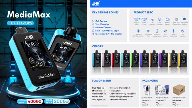JNR MediaMax 40k pust sur æbleis 446R20 Jnr Vape Pods
