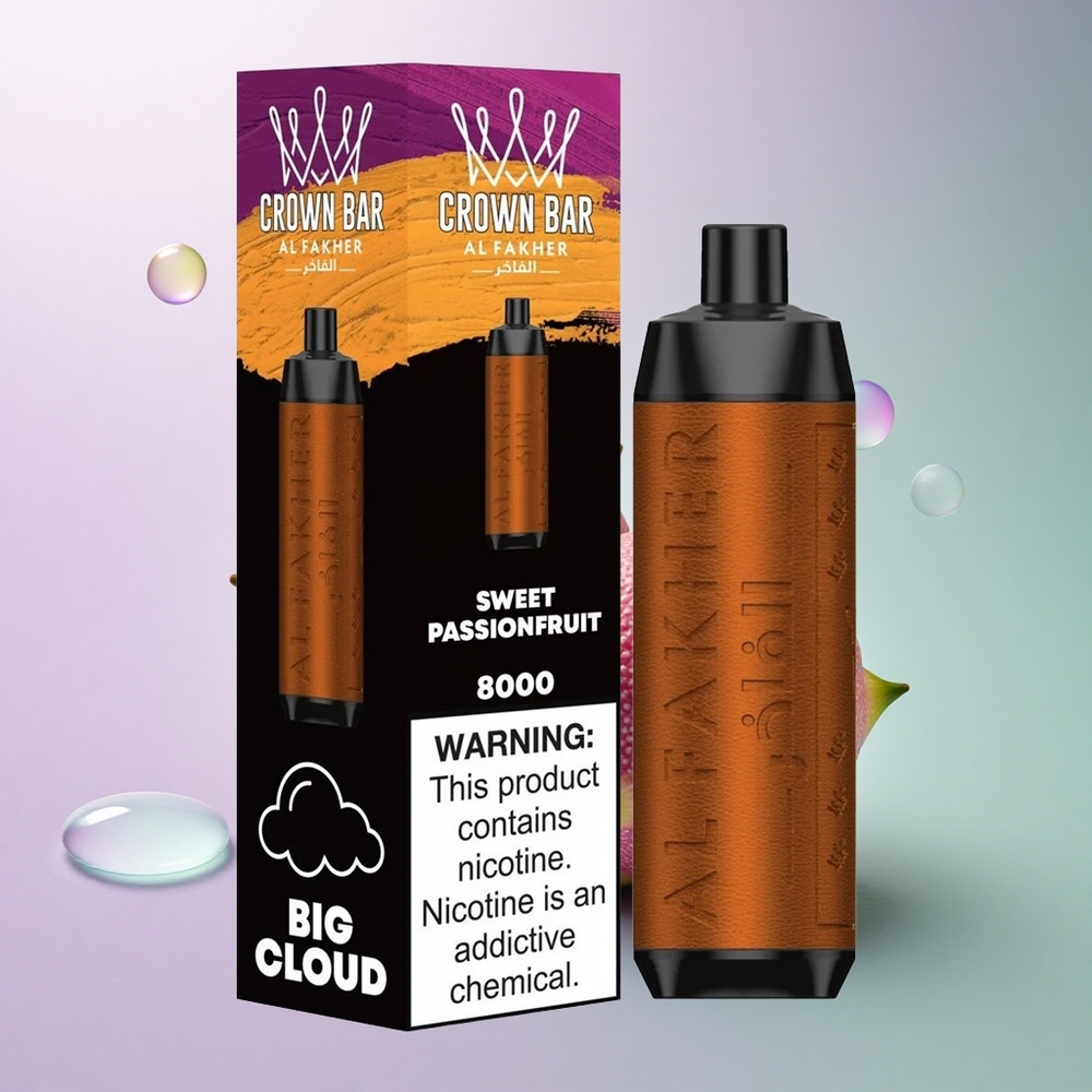 Al Fakher Crown Bar 8000 Crystal Sød Passionsfrugt 600mAh Type-C 5mg Nikotin