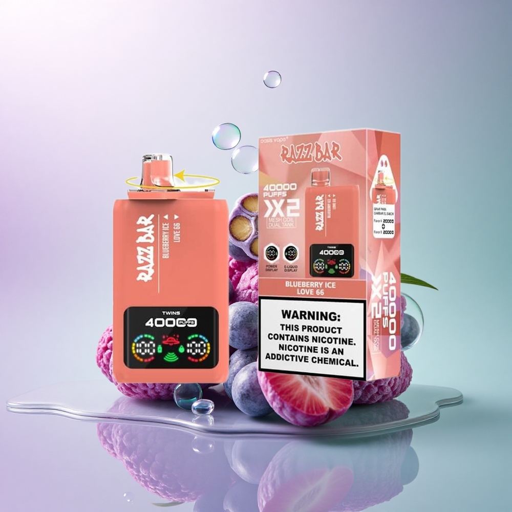 Razz Bar 40000 Puffs Blåbær Is - Kærlighed 66 Type-C 650 mAh 2% Nikotin