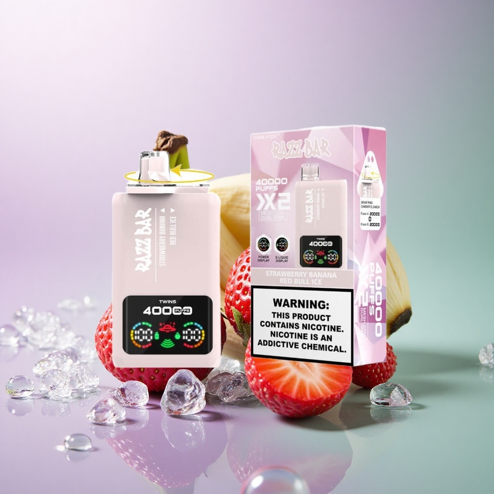 Razz Bar 40000 Puffs Jordbær Banan - Rød Okse Is med Type-C Port og 650 mAh