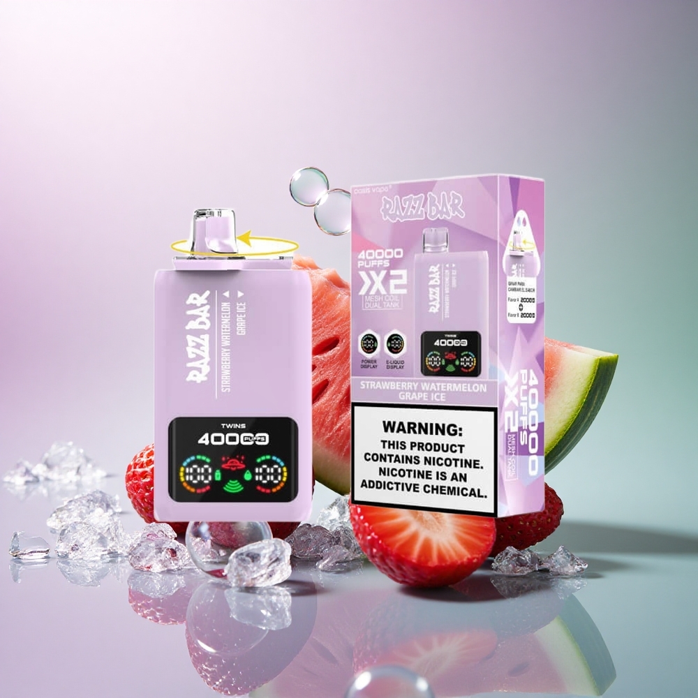 Razz Bar 40000 Puffs Jordbær Vandmelon - Drueis med 650 mAh og 2%/5% nikotin