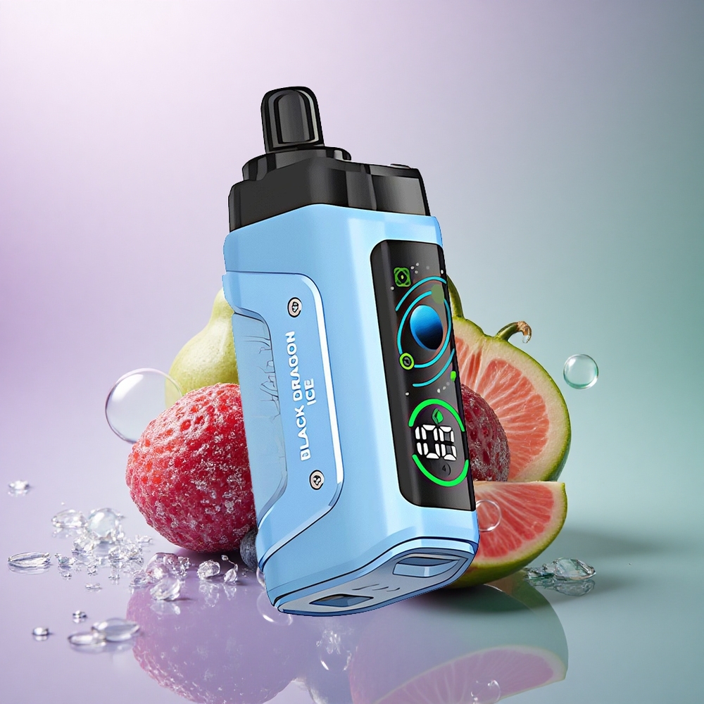 Razz Bar 45000 Puffs Sort Drage Is med 20 mg/ml nikotin og Type-C opladning