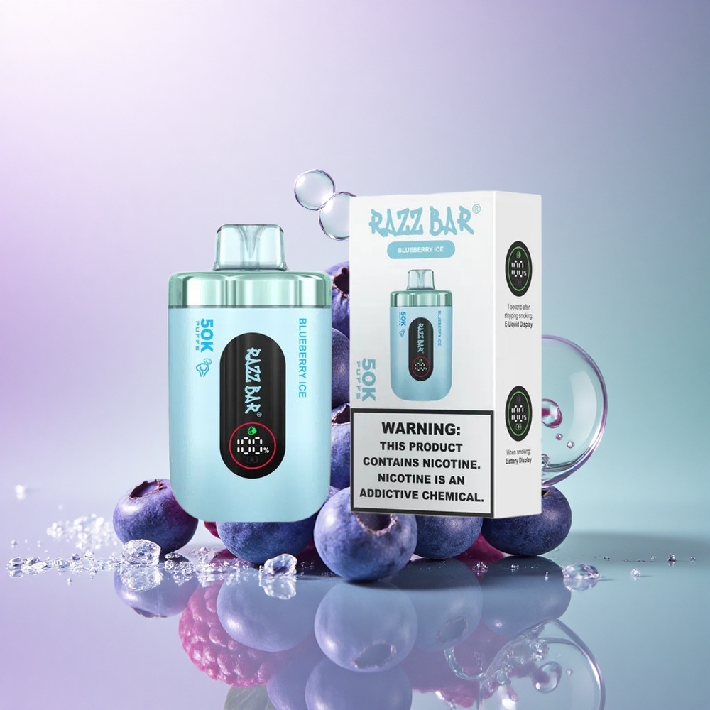 Razz Bar 50K Puffs Blåbær Is med 2% nikotin og 650 mAh