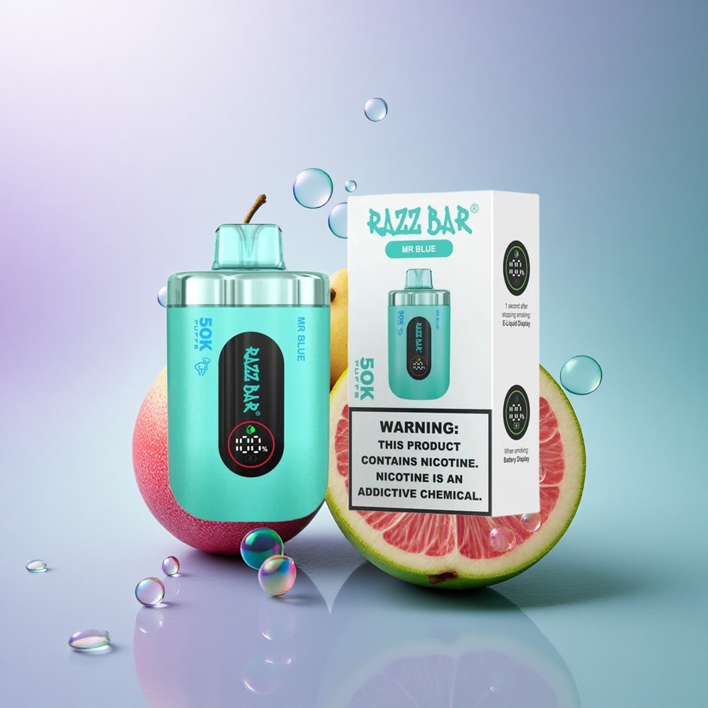 Razz Bar 50K Puffs Hr. Blå 650 mAh Mesh Coil Type-C