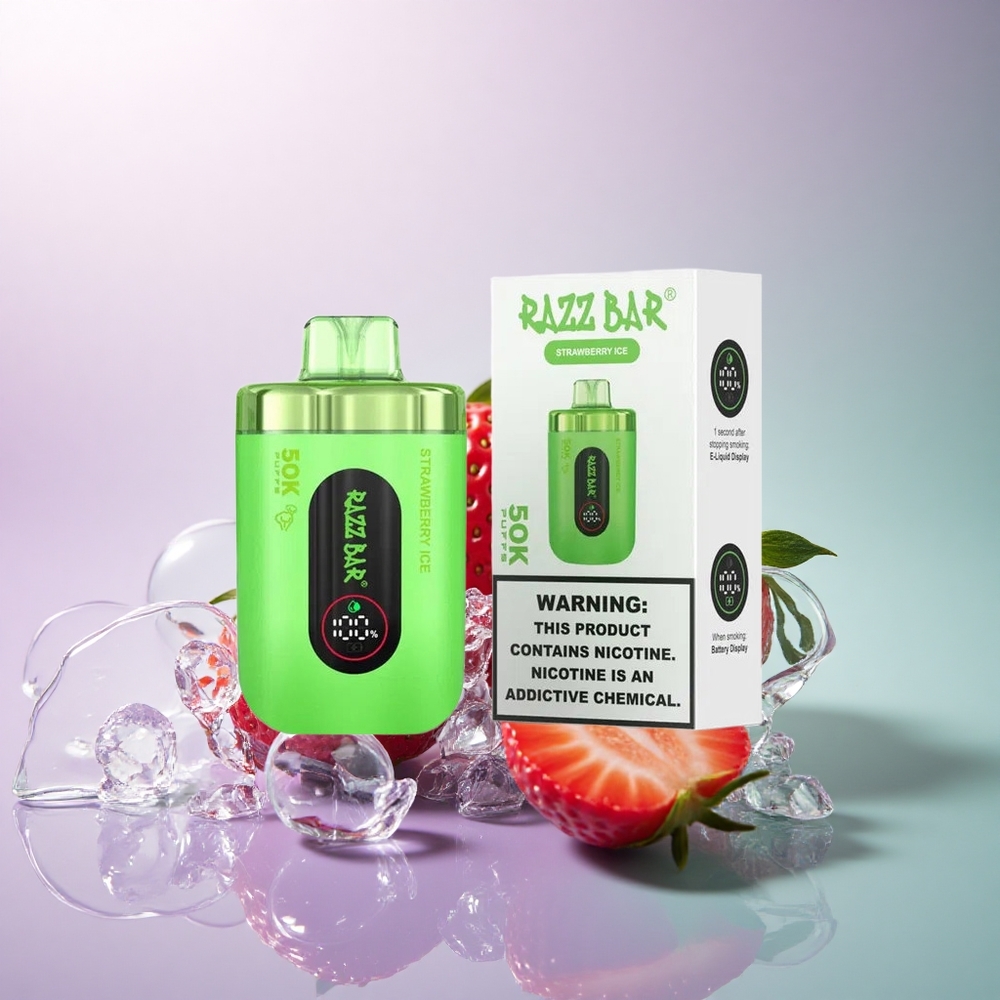 Razz Bar 50K Puffs Jordbæris med 2% nikotin og 650 mAh