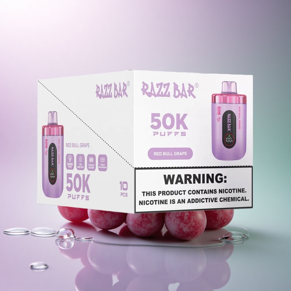Razz Bar 50K Puffs Rød Okse Vin 1.0 Ohm Mesh Coil 650 mAh