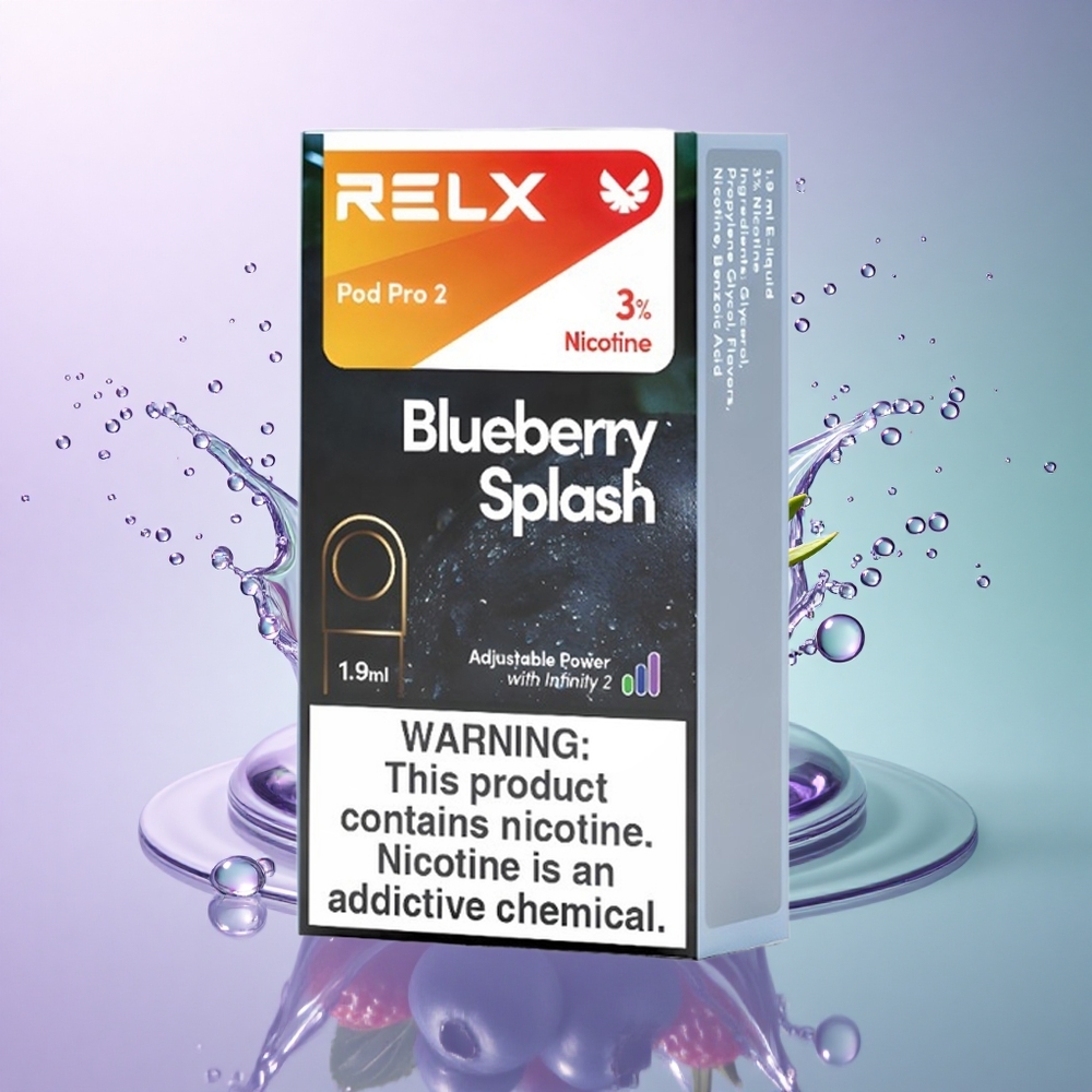 Relx Pod Pro 2 Vape Device Blåbær Splash 30mg/ml nikotin, 1.9ml, 3 spændingsjusteringer