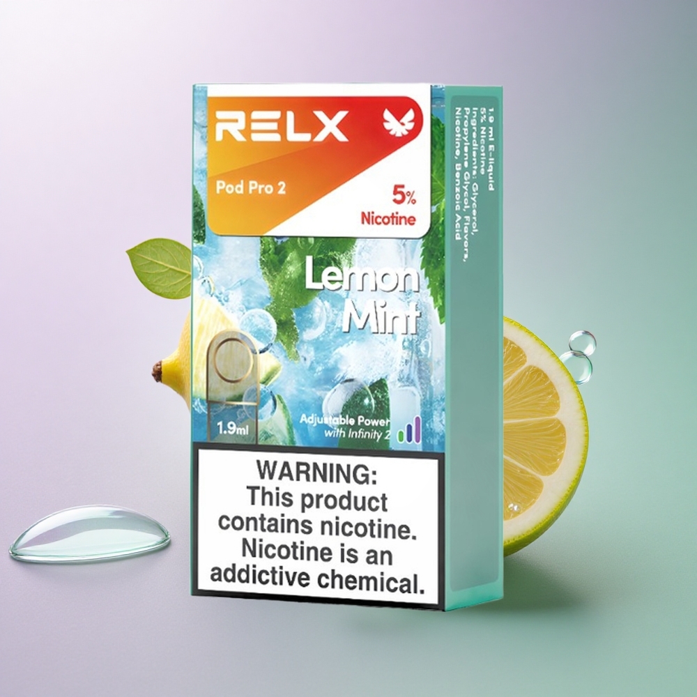 Relx Pod Pro 2 Vape Device Citron Mynte 50mg/ml nikotin, 1,9ml kapacitet, 3 tilpasningsmuligheder