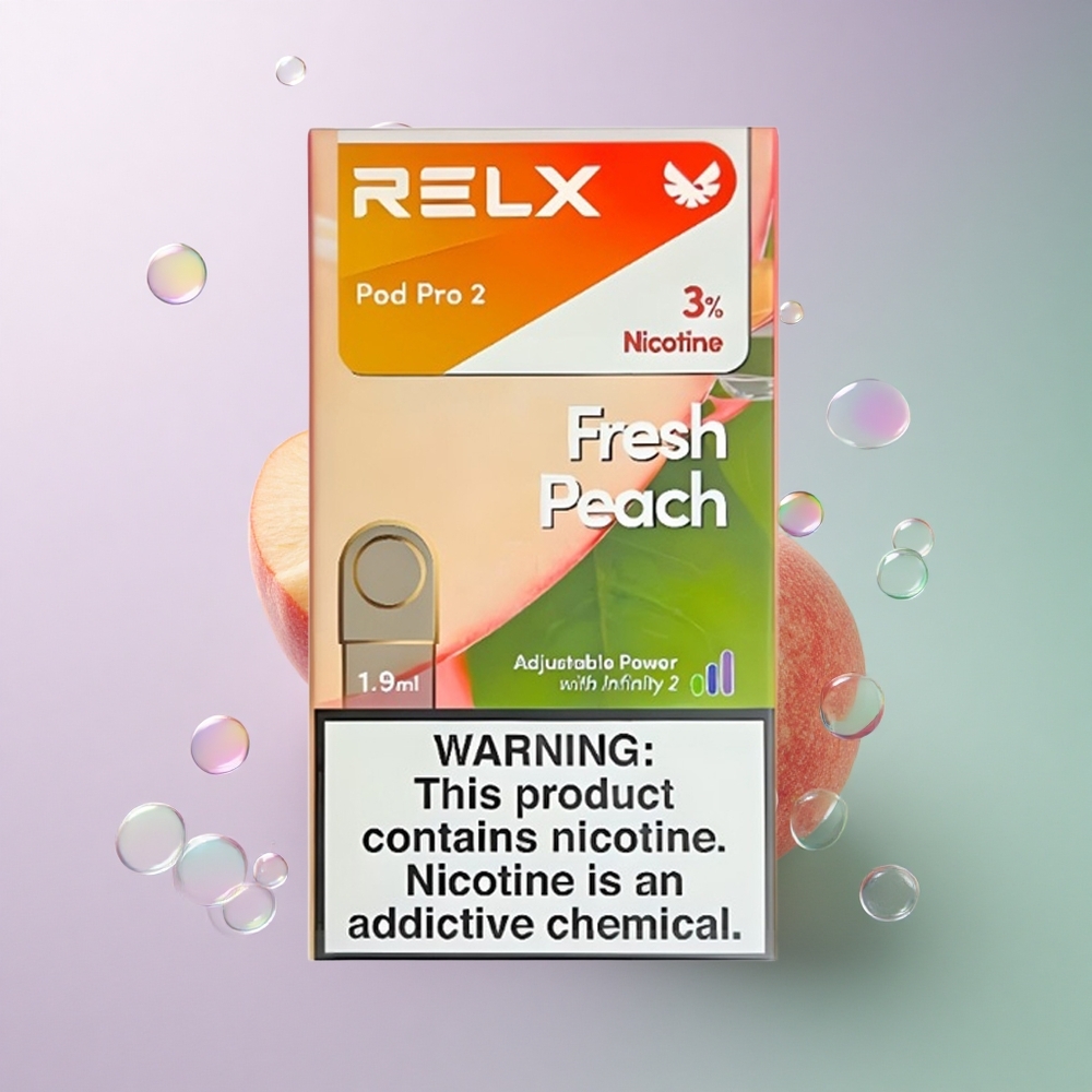 Relx Pod Pro 2 Vape Device Frisk Fersken 30mg/ml Nikotin - 1,9ml Kapacitet - 3 Voltage Tilpasninger (Eco, Smooth, Boost) - 3 Pods/Pakke