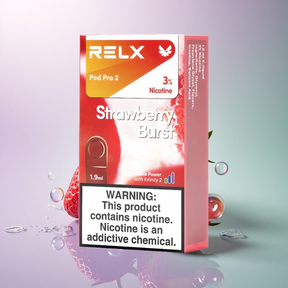 Relx Pod Pro 2 Vape Device Jordbær Eksplosion 30mg/ml nikotin 1,9ml 3 spændingsjusteringer