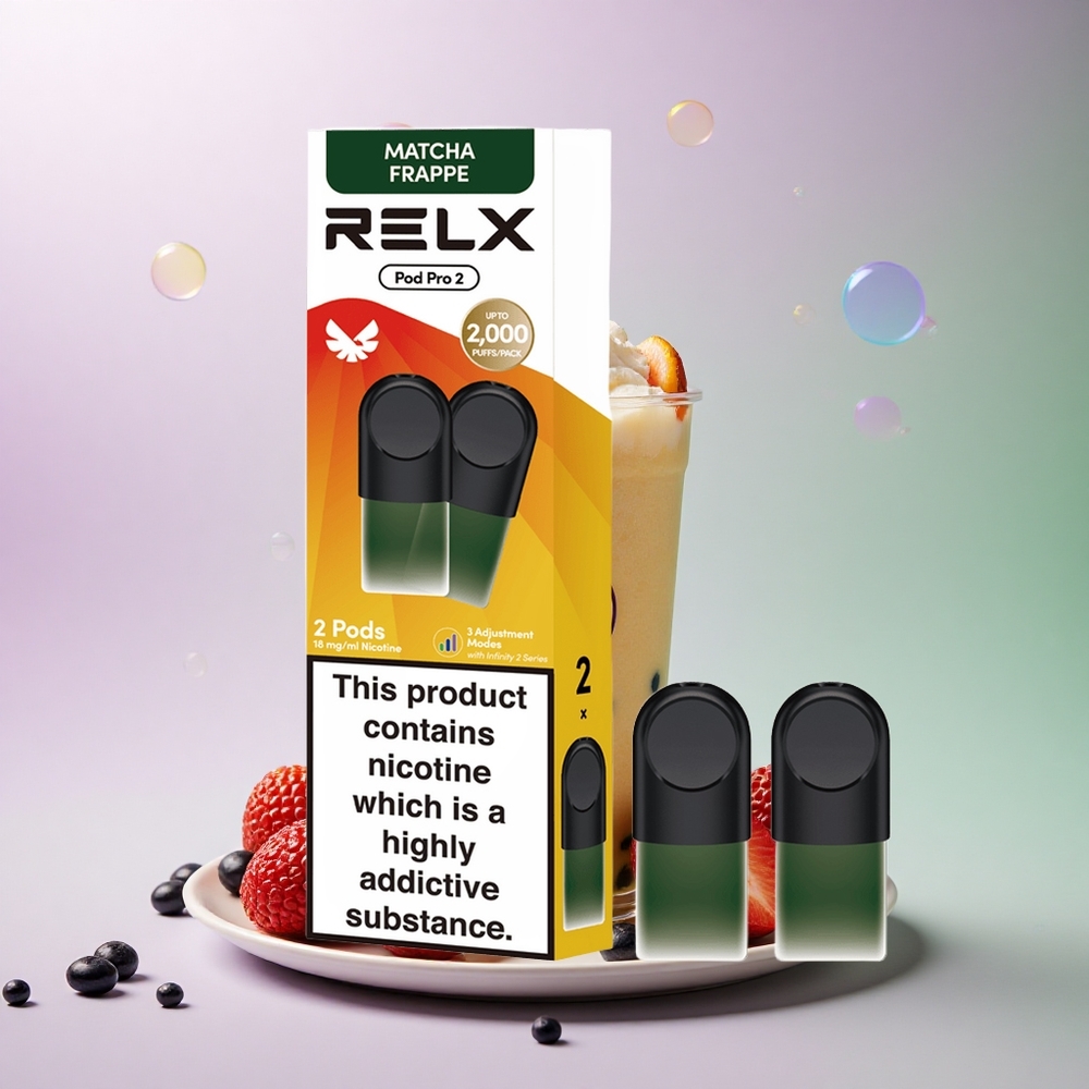 Relx Pod Pro 2 Vape Device Matcha Frappe Te 18mg/ml Nikotin - 1,9ml Kapacitet - 3 Spændingsindstillinger