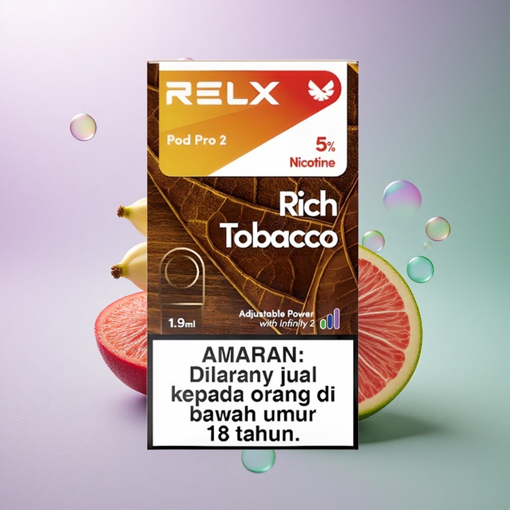 Relx Pod Pro 2 Vape Device Rig Tobak 50mg/ml Nikotin - 1,9ml Kapacitet - 3 Voltage Tilstande (5,5W / 6,5W / 8W) - 3 Pods/Pakke